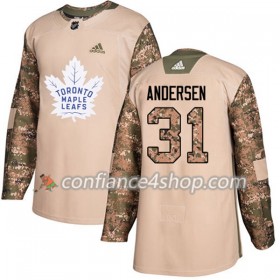 Adidas Maillot de Hockey Toronto Maple Leafs Frederik Andersen 31 2017-2018 Camo Veterans Day Practice Authentic - Homme